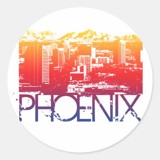 Phoenix Skyline Design Runder Aufkleber (Vorderseite)