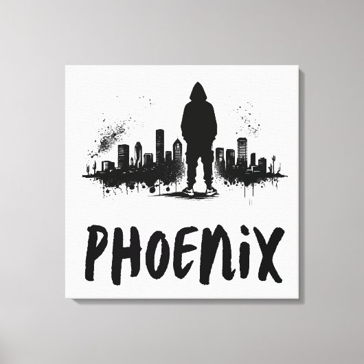 Phoenix Skyline Ink Spritzer Leinwand Art (Vorderseite)