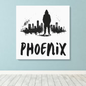 Phoenix Skyline Ink Spritzer Leinwand Art (Insitu (Holzboden))