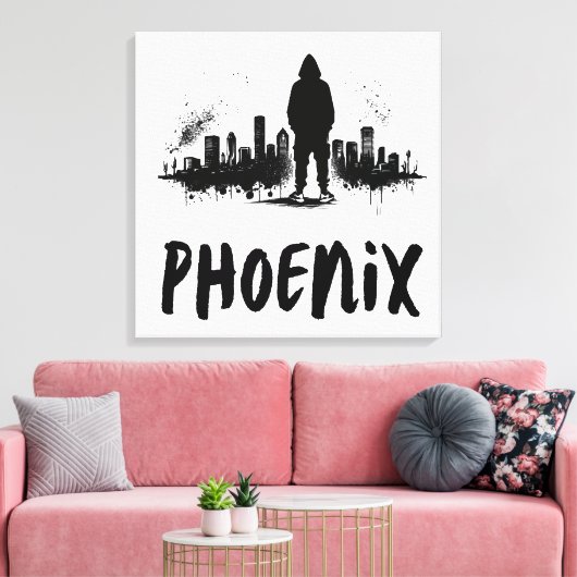 Phoenix Skyline Ink Spritzer Leinwand Art (Insitu (Wohnzimmer))