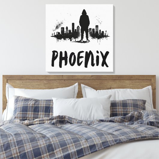 Phoenix Skyline Ink Spritzer Leinwand Art (Insitu (Schlafzimmer))