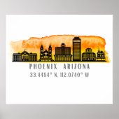 Phoenix Skyline Map Coordinates Poster (Vorne)