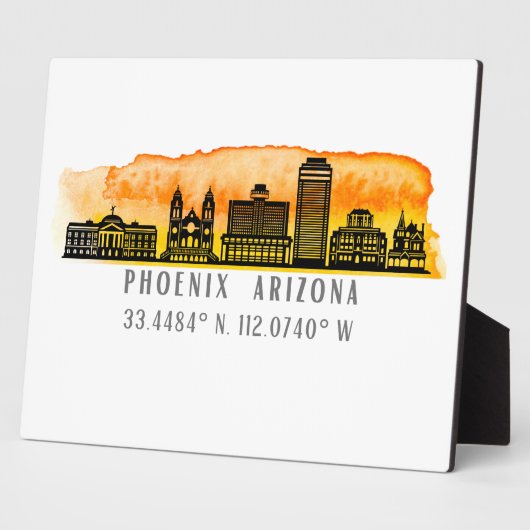 Phoenix Skyline Map Koordinaten Fotoplatte (Seite)