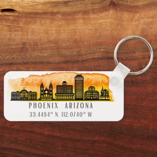 Phoenix Skyline Map Koordinaten Schlüsselanhänger (Vorderseite)