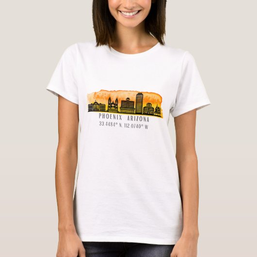 Phoenix Skyline Map Koordinaten T-Shirt (Vorderseite)