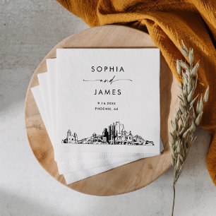 Phoenix Skyline Moderner Hochzeitscocktail Serviette