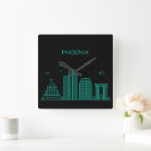 Phoenix Skyline Quadratische Wanduhr (Zuhause)