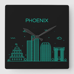 Phoenix Skyline Quadratische Wanduhr