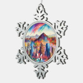Phoenix Snowflake Pewter Weihnachtsschmuck Schneeflocken Zinn-Ornament (Rechts)