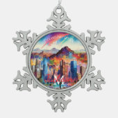 Phoenix Snowflake Pewter Weihnachtsschmuck Schneeflocken Zinn-Ornament (Vorderseite)