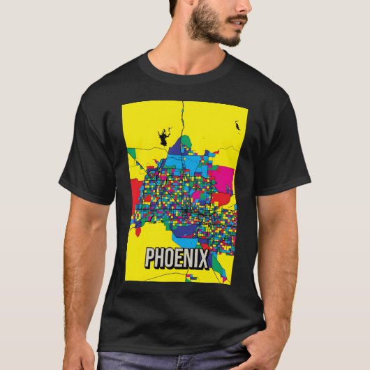 Phoenix Stadtkarte - Abstrakte Kunstdrucke T-Shirt (Vorderseite)