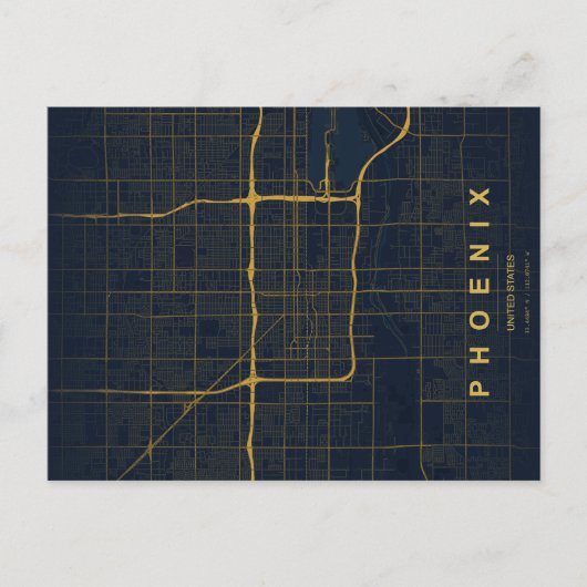 Phoenix Stadtplan Minimale Postkarte (Vorderseite)