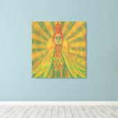 Phoenix Sun Bird Woman Goddess Fantasy Surrealismu Leinwanddruck (Insitu (Holzboden))