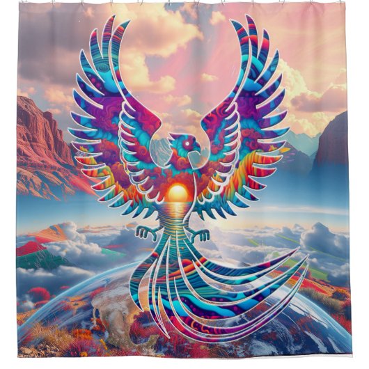 Phoenix Sunrise Duschvorhang (Vorderseite)