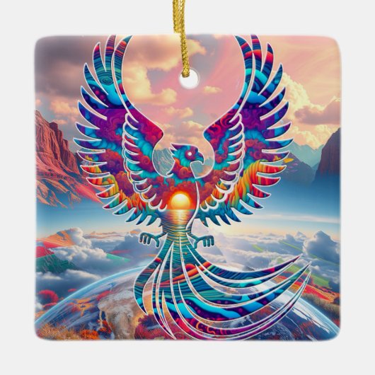 Phoenix Sunrise Keramikornament (Vorderseite)