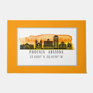 Phoenix Sunset Skyline Map Koordinaten Fußmatte
