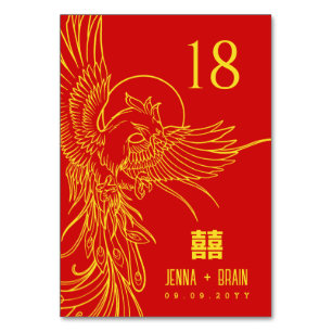 Phoenix Thema Doppeltes Glück   Gold auf Red Tischnummer