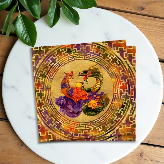 Phoenix und Drachenschmuck Quadratische Visitenkarte