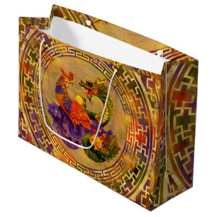 Phoenix und Dragon - Farbe und Gold Große Geschenktüte