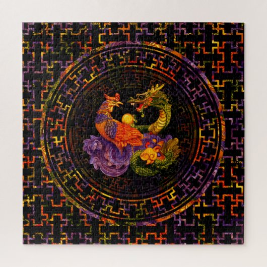 Phoenix und Dragon in Farbe Puzzle (Vertikal)