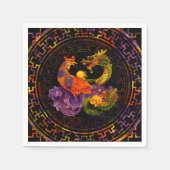Phoenix und Dragon in Farbe Serviette (Vorderseite)