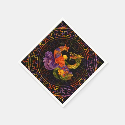 Phoenix und Dragon in Farbe Serviette (Ecke)