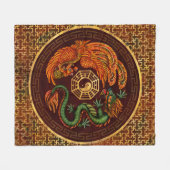 Phoenix und Dragon mit Bagua #1 Fleecedecke (Vorderseite (Horizontal))