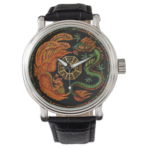 Phoenix und Dragon mit Bagua #2 Armbanduhr