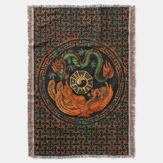 Phoenix und Dragon mit Bagua #2 Decke (Vorderseite Vertikal)