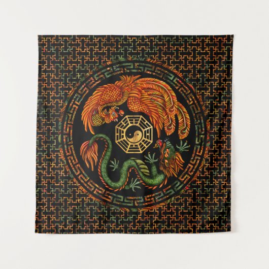 Phoenix und Dragon mit Bagua #2 Wandteppich (Vorderseite (Horizontal))