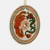 Phoenix und Dragon mit Bagua #3 Keramik Ornament (Rechts)