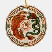 Phoenix und Dragon mit Bagua #3 Keramik Ornament (Vorne)