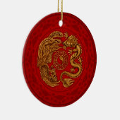 Phoenix und Dragon mit Bagua #4 Keramik Ornament (Rechts)