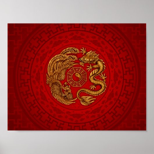 Phoenix und Dragon mit Bagua #4 Poster (Vorne)