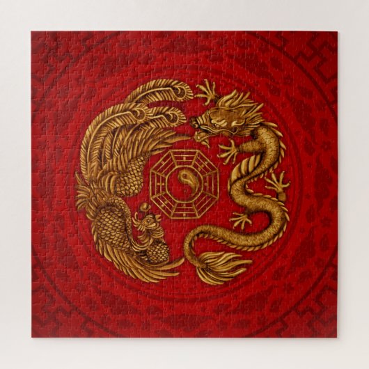 Phoenix und Dragon mit Bagua #4 Puzzle (Vertikal)
