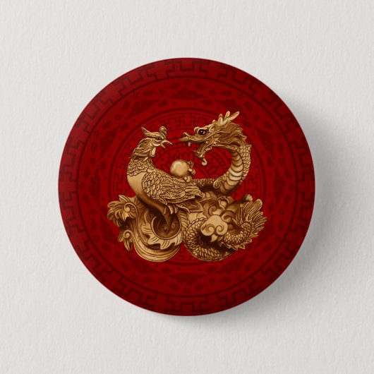 Phoenix und Dragon - rot Button (Vorderseite)