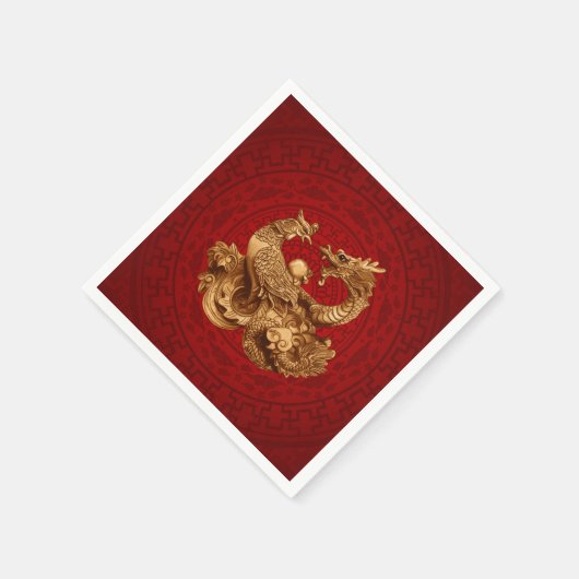 Phoenix und Dragon - rot Serviette (Ecke)