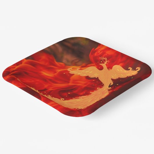 Phoenix und Feuer Pappteller (Gewinkelt)