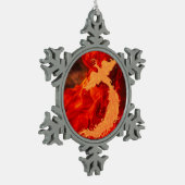 Phoenix und Feuer Schneeflocken Zinn-Ornament (Links)