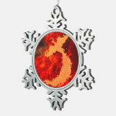 Phoenix und Feuer Schneeflocken Zinn-Ornament (Rechts)