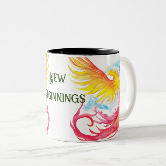 Phoenix und neue Anfänge Zweifarbige Tasse (VorderseiteRechts)