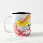 Phoenix und neue Anfänge Zweifarbige Tasse (Links)