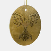 Phoenix-Vogel-Gold geprägt Keramikornament (Rechts)