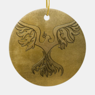 Phoenix-Vogel-Gold geprägt Keramikornament
