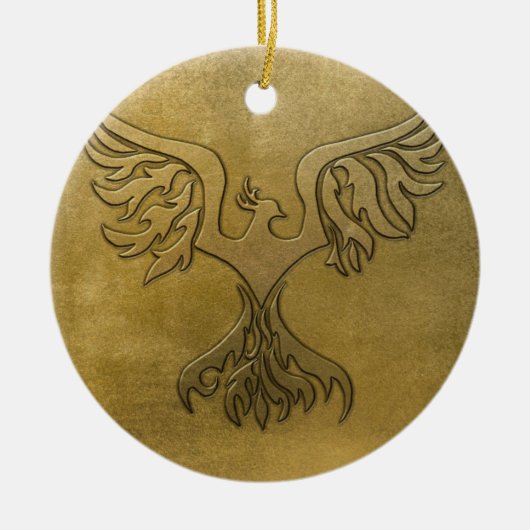 Phoenix-Vogel-Gold geprägt Keramikornament (Vorne)