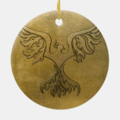 Phoenix-Vogel-Gold geprägt Keramikornament (Hinten)