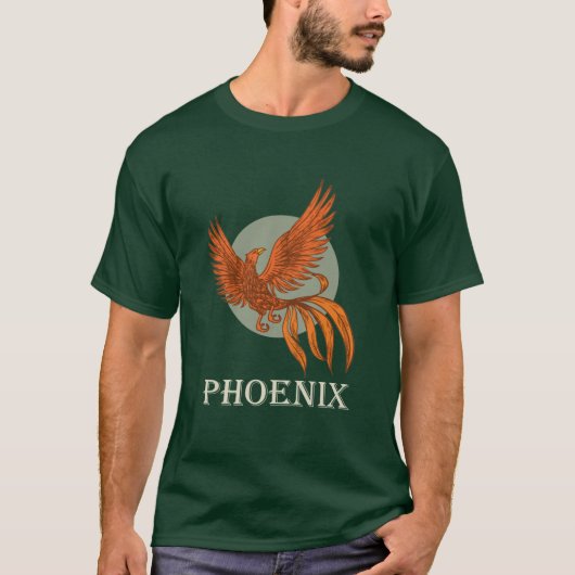 Phoenix-Vogel Rot steigt T-Shirt (Vorderseite)