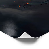 Phoenix-Vogel steigt mit Flammen auf Poster (Ecke)