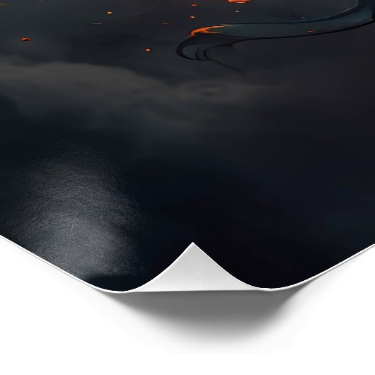 Phoenix-Vogel steigt mit Flammen auf Poster (Ecke)