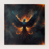 Phoenix-Vogel steigt mit Flammen auf Puzzle (Vertikal)